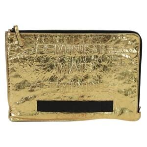 Chanel Leather Clutch Bag Gold